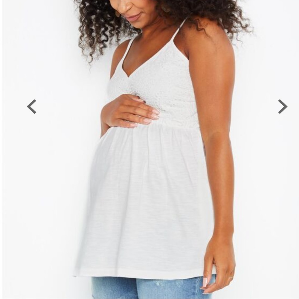 Motherhood Maternity Eyelet Lace Tank Top SMALL